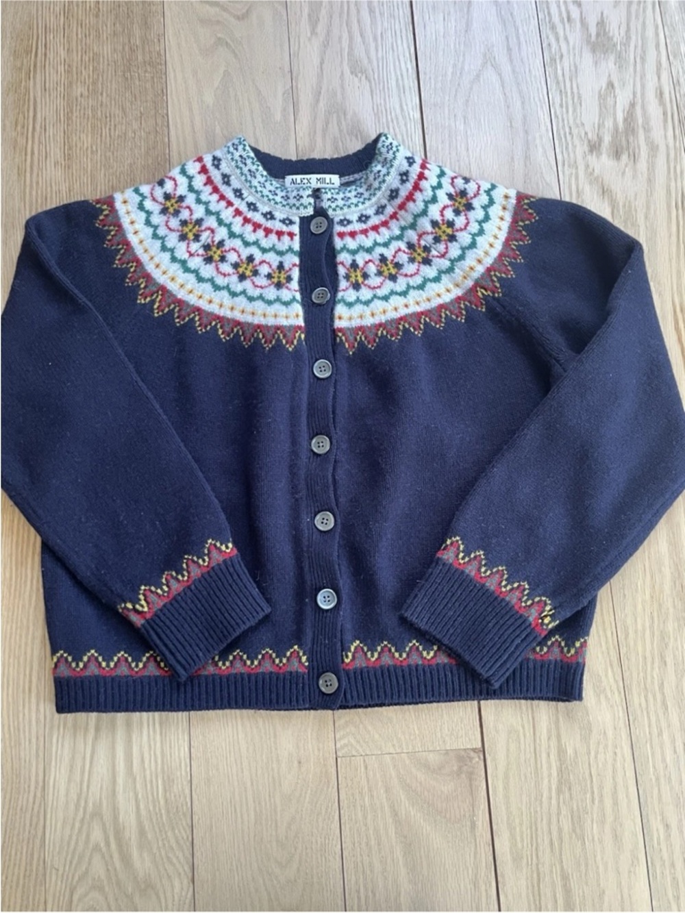 Alex Mill Hilde Merino Wool Fair Isle Cardigan Small